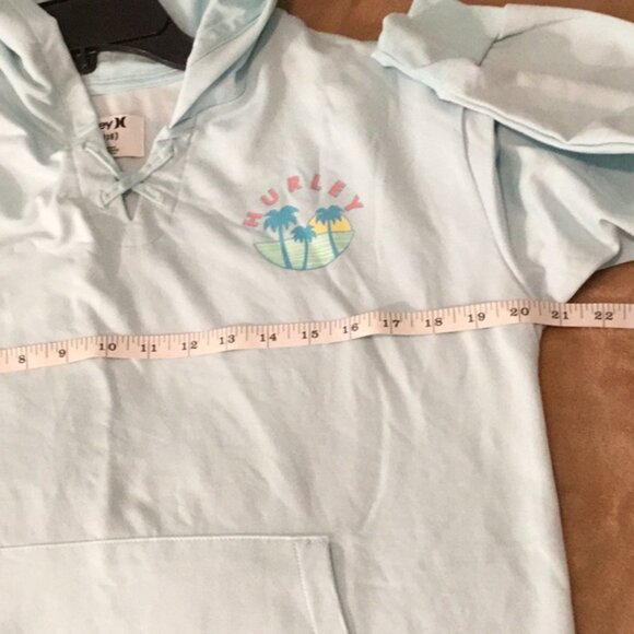Hurley Sky Blue Hoodie with Tropical Graphic - Picture 4 of 8